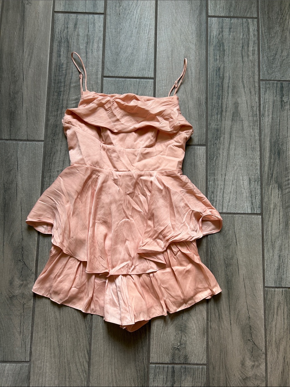 Selfie Leslie Peach Ruffle Tiered Romper